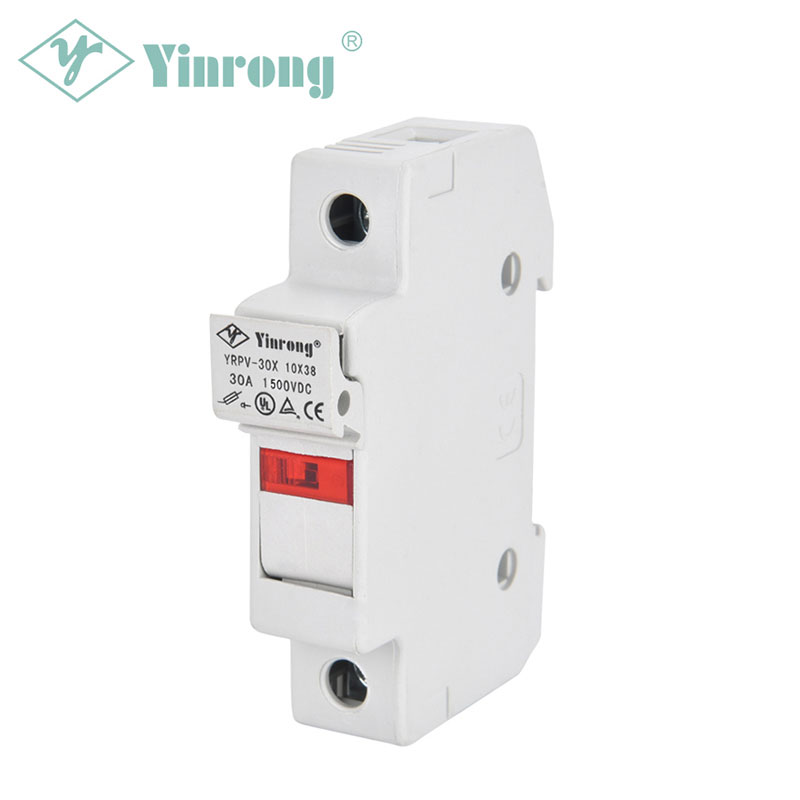 1500VDC 30A 10×38mm Solar PV DIN Rail Fuse Holder with Indicator Light